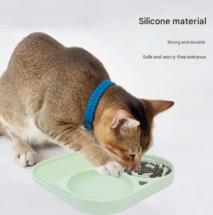 2 Pcs Orange 3-in-1 Silicone Pet Slow Feeder & Lick Mat with Water Bowl – design and finish