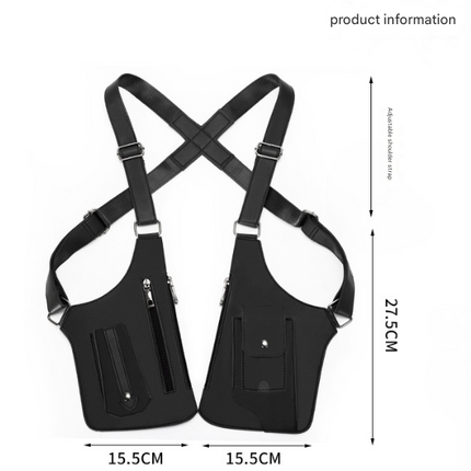 Black Urban Tactical Anti-Theft Shoulder Holster Bag - Secure Multi-Pocket Chest Rig for Men
