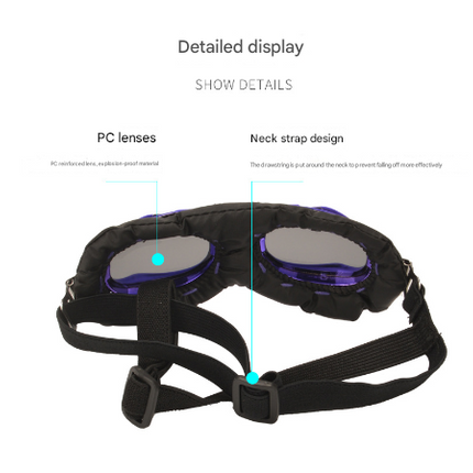 Black Frame Black Film Retro Pet Goggles - UV Protection Sunglasses for Small Medium Dogs & Cats, Windproof Shatterproof Eye Protection