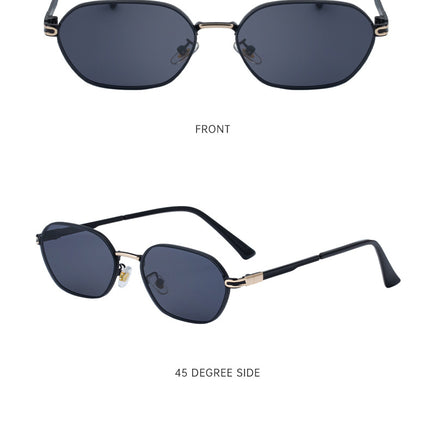 Blue Lenses Chic Oval Sunglasses for Women - UV400 Protection Lightweight Metal Frame, Comfortable Design