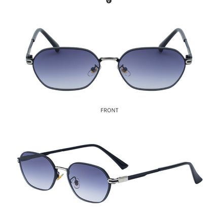 Blue Gradient Lenses Chic Oval Sunglasses for Women - UV400 Protection Lightweight Metal Frame, Comfortable Design
