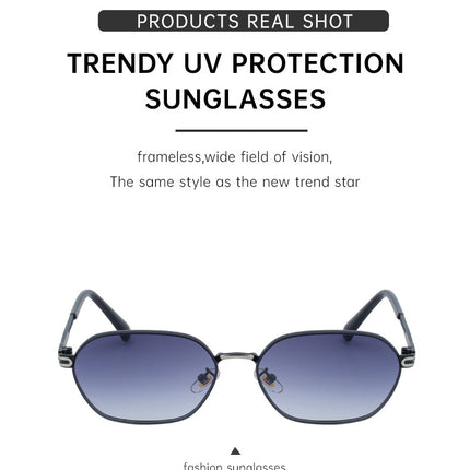 Blue Gradient Lenses Chic Oval Sunglasses for Women - UV400 Protection Lightweight Metal Frame, Comfortable Design