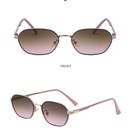 Pink Brown Gradient Lenses Chic Oval Sunglasses for Women - UV400 Protection Lightweight Metal Frame, Comfortable Design