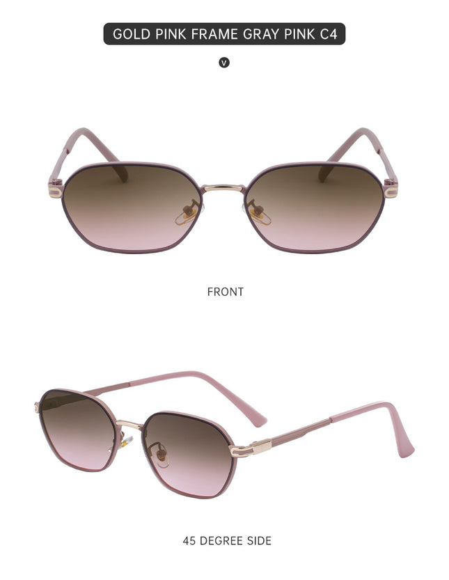 Pink Brown Gradient Lenses Chic Oval Sunglasses for Women – product detail