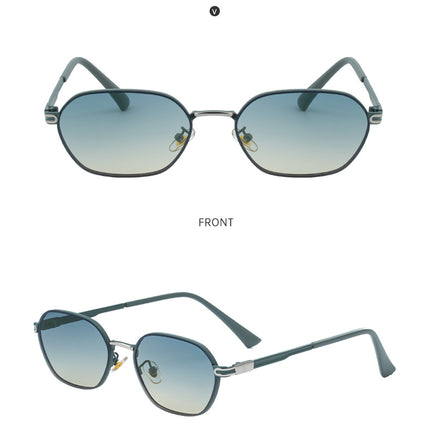 Green Gradient Lenses Chic Oval Sunglasses for Women - UV400 Protection Lightweight Metal Frame, Comfortable Design