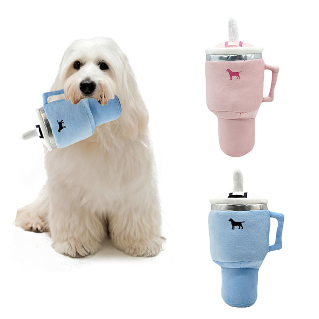 Pink Plush Travel Mug Squeaky Dog Toy (31cm)