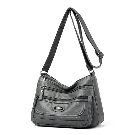 Blue Women's Soft Washed PU Leather Crossbody Bag - Multi-Pocket Casual Shoulder Purse for Everyday Organization