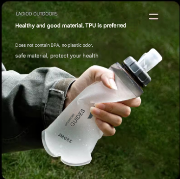 Grey and White Ultra-Lightweight 350ml Soft Running Flask – product detail