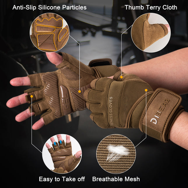 Size XL Black Heavy Duty Workout Gloves with Wrist Support – product detail