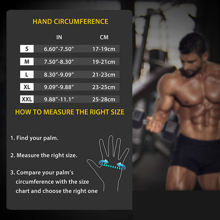 Size XL Black Heavy Duty Workout Gloves with Wrist Support - Anti-Slip Gel Padded Gym Gloves for Weightlifting, Training & Fitness