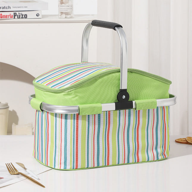 Green and Colored Stripes Large 27L Foldable Insulated Picnic Basket Cooler V888-ELOSUNG32427