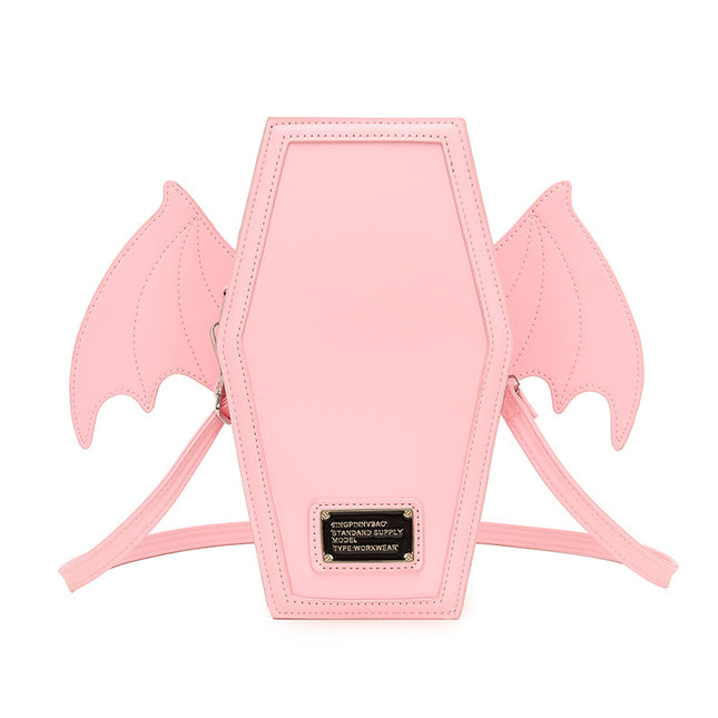 Pink Gothic Coffin Bat Wing Convertible Crossbody Bag