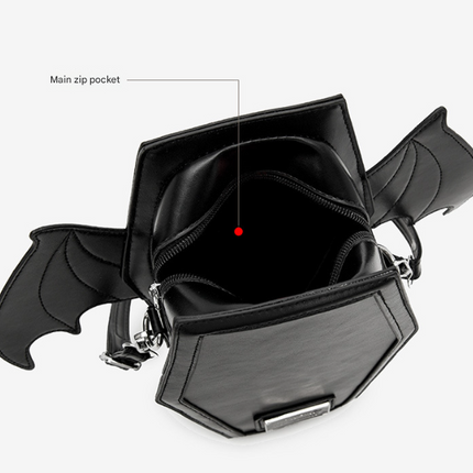Pink Gothic Coffin Bat Wing Convertible Crossbody Bag - Punk PU Leather Shoulder Purse & Mini Backpack