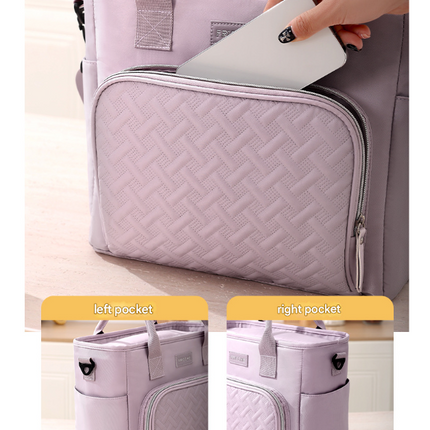 Black Chic Insulated Lunch Tote Bag - 11L Large Capacity Cooler for Work, Picnic & Travel - Durable Oxford Fabric