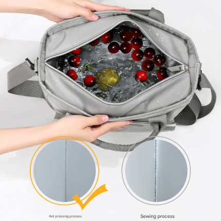 Black Chic Insulated Lunch Tote Bag - 11L Large Capacity Cooler for Work, Picnic & Travel - Durable Oxford Fabric