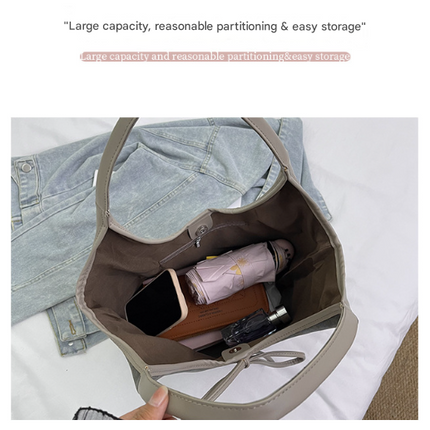 Coffee Chic Retro Suede-Finish PU Leather Tote Bag - Large Capacity Shoulder Bag with Tie Accent