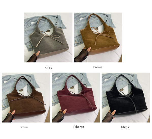 Black Chic Retro Suede-Finish PU Leather Tote Bag – product detail