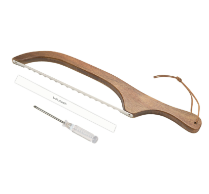 2 Pcs Brown Artisan Wooden Bread Bow Knife