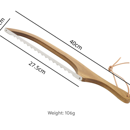 2 Pcs Khaki Artisan Wooden Bread Bow Knife - Serrated Stainless Steel Slicer for Effortless Crumb-Free Cutting