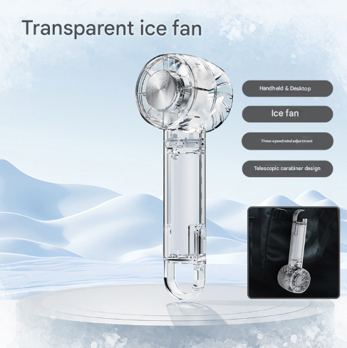 Transparent White Portable Mini Cooling Fan with Semiconductor Ice Compress