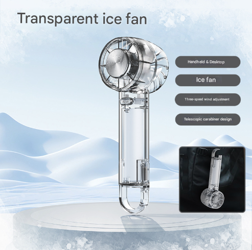 Transparent Black Portable Mini Cooling Fan with Semiconductor Ice Compress