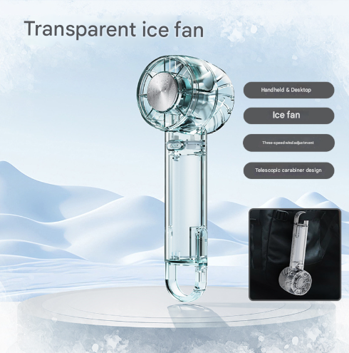 Transparent Green Portable Mini Cooling Fan with Semiconductor Ice Compress
