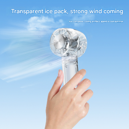 Transparent Green Portable Mini Cooling Fan with Semiconductor Ice Compress - USB-C Rechargeable, 3-Speed Turbine & Transparent Design