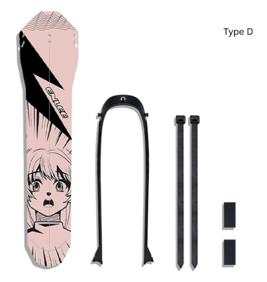 Style D Black and Pink Lightweight Bicycle Rear Mudguard