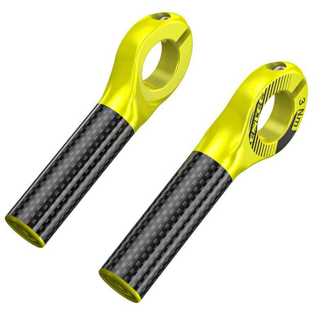 Black and Fluorescent Yellow Ultralight Carbon Fiber Bicycle Bar Ends