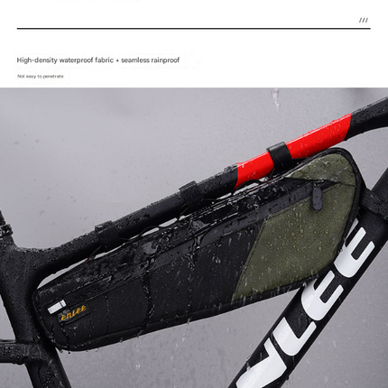 Black and Orange Waterproof Bicycle Frame Bag - 2.5L Slim Top Tube Storage Pouch for Cycling Essentials