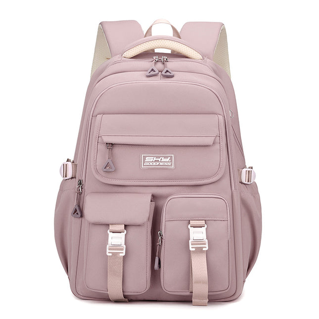 Light Purple Large Capacity Waterproof Student Backpack