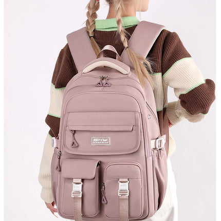Light Purple Large Capacity Waterproof Student Backpack - Fits 15-Inch Laptop, Multi-Pocket Travel Daypack