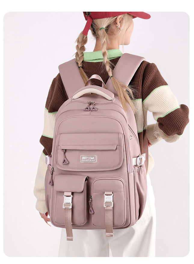 Light Purple Large Capacity Waterproof Student Backpack – product detail