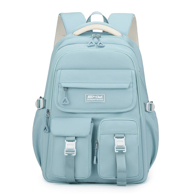 Light Blue Large Capacity Waterproof Student Backpack