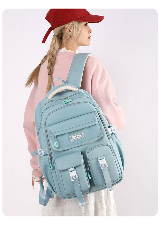 Light Blue Large Capacity Waterproof Student Backpack – product detail