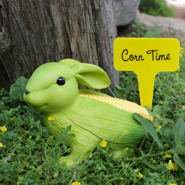 Green And Yellow Whimsical Resin Corn Rabbit Garden Statue