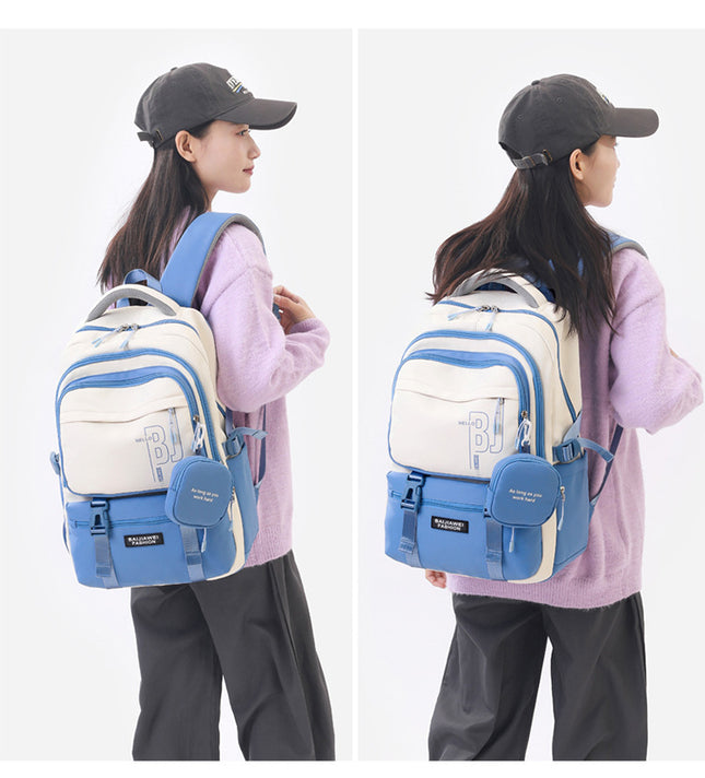 Blue and White Large Capacity Student Backpack – product detail