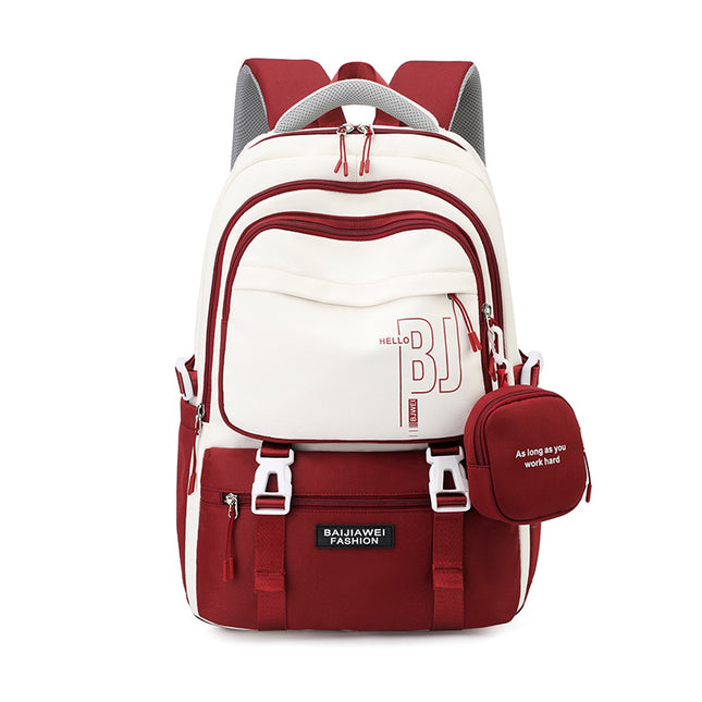 Red and White Large Capacity Student Backpack