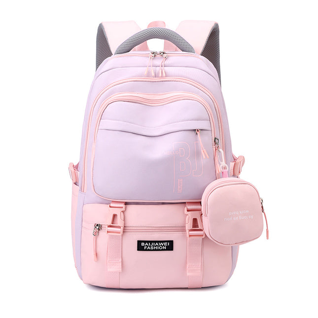 Pink and Purple Large Capacity Student Backpack