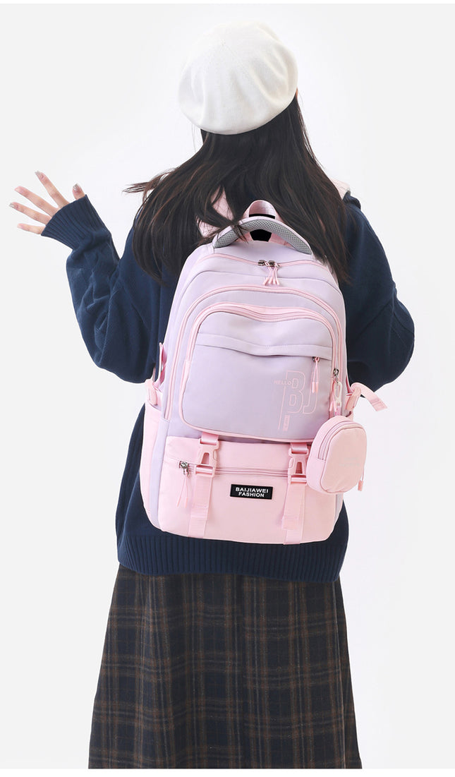 Pink and Purple Large Capacity Student Backpack – product detail