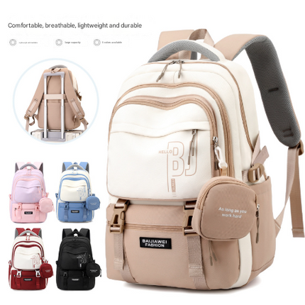 Black Large Capacity Student Backpack - Durable Oxford Cloth School Bag with Laptop Compartment & Multiple Pockets