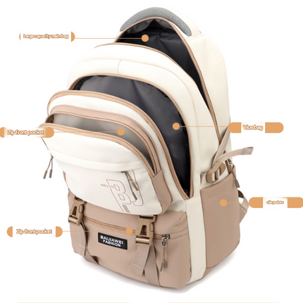 Black Large Capacity Student Backpack - Durable Oxford Cloth School Bag with Laptop Compartment & Multiple Pockets