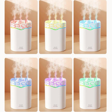 Green Volcano Style 2L Cool Mist Humidifier - Triple Nozzle with RGB LED & Quiet Operation