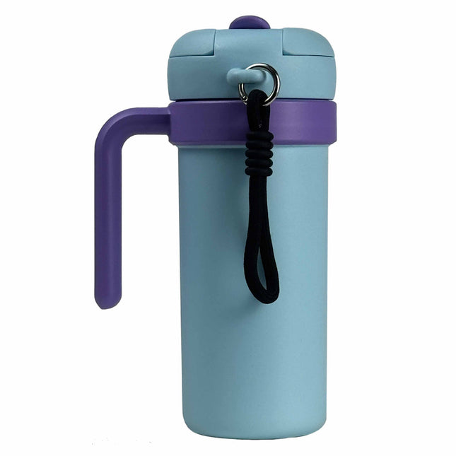 Blue and Purple 700ml Insulated Stainless Steel Tumbler with Handle Dual-Sip Lid Straw & Tea Infuser