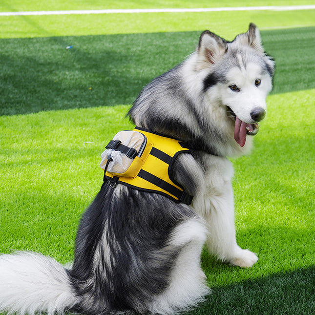 Size L Black and Yellow Ultimate Dog Harness Vest with Backpack