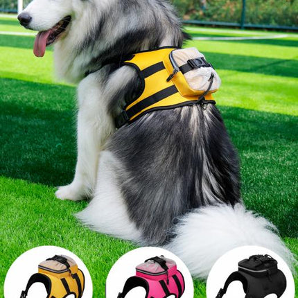 Size S Black and Pink Ultimate Dog Harness Vest with Backpack - Padded, Reflective & Adjustable for Medium Sized Dogs