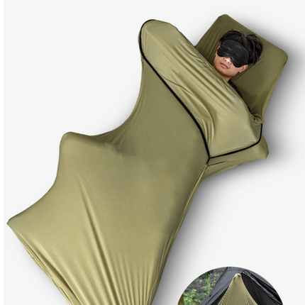 Grey Ultra-Stretch Sleeping Bag Liner - Portable & Lightweight Envelope Sleep Sack for Camping & Travel