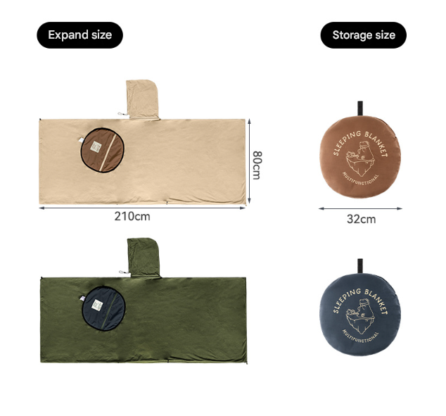 Khaki Cozy 4-in-1 Wearable Fleece Poncho Sleeping Bag – product detail