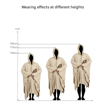 Green Cozy 4-in-1 Wearable Fleece Poncho Sleeping Bag - Multifunctional Camping Blanket with Detachable Hood