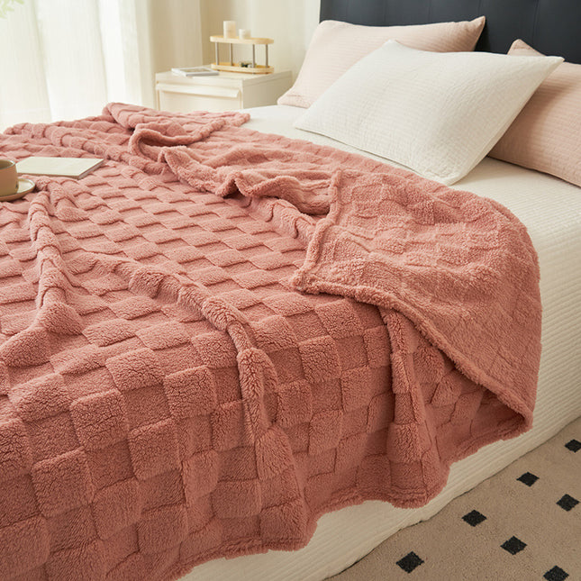 200 230CM Pink Ultra-Soft Waffle Textured Plush Fleece Blanket
